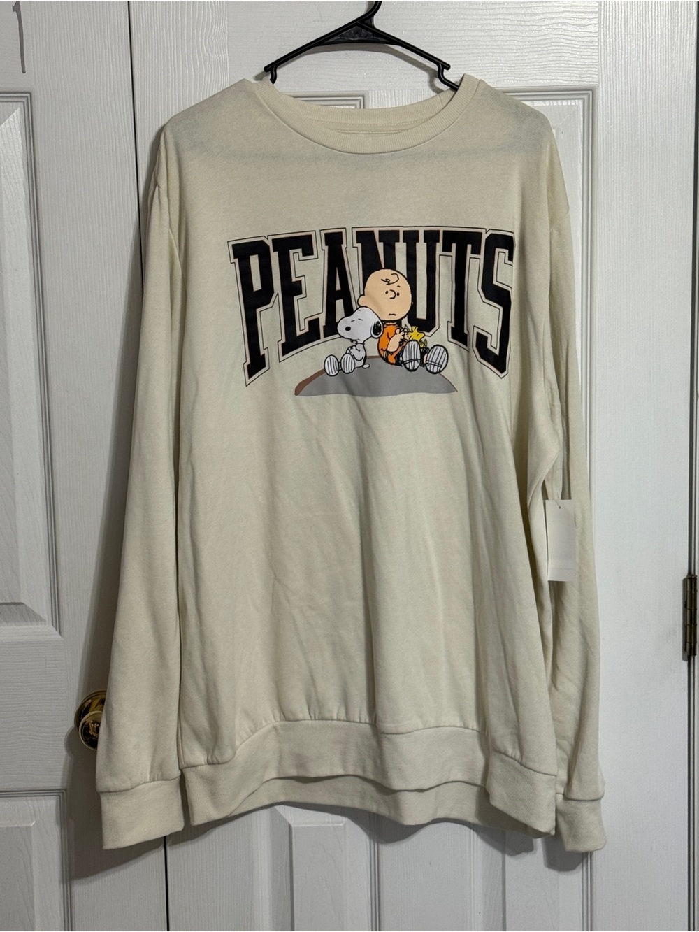 Peanuts Cream Crewneck Sweater with Charlie Brown & Snoopy Graphic